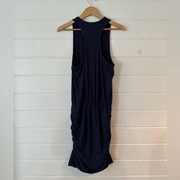 Sundry Anthropologie Ruched Racerback Navy Blue Tank Cotton Mini Dress Sz 3 (L) - Picture 8 of 11